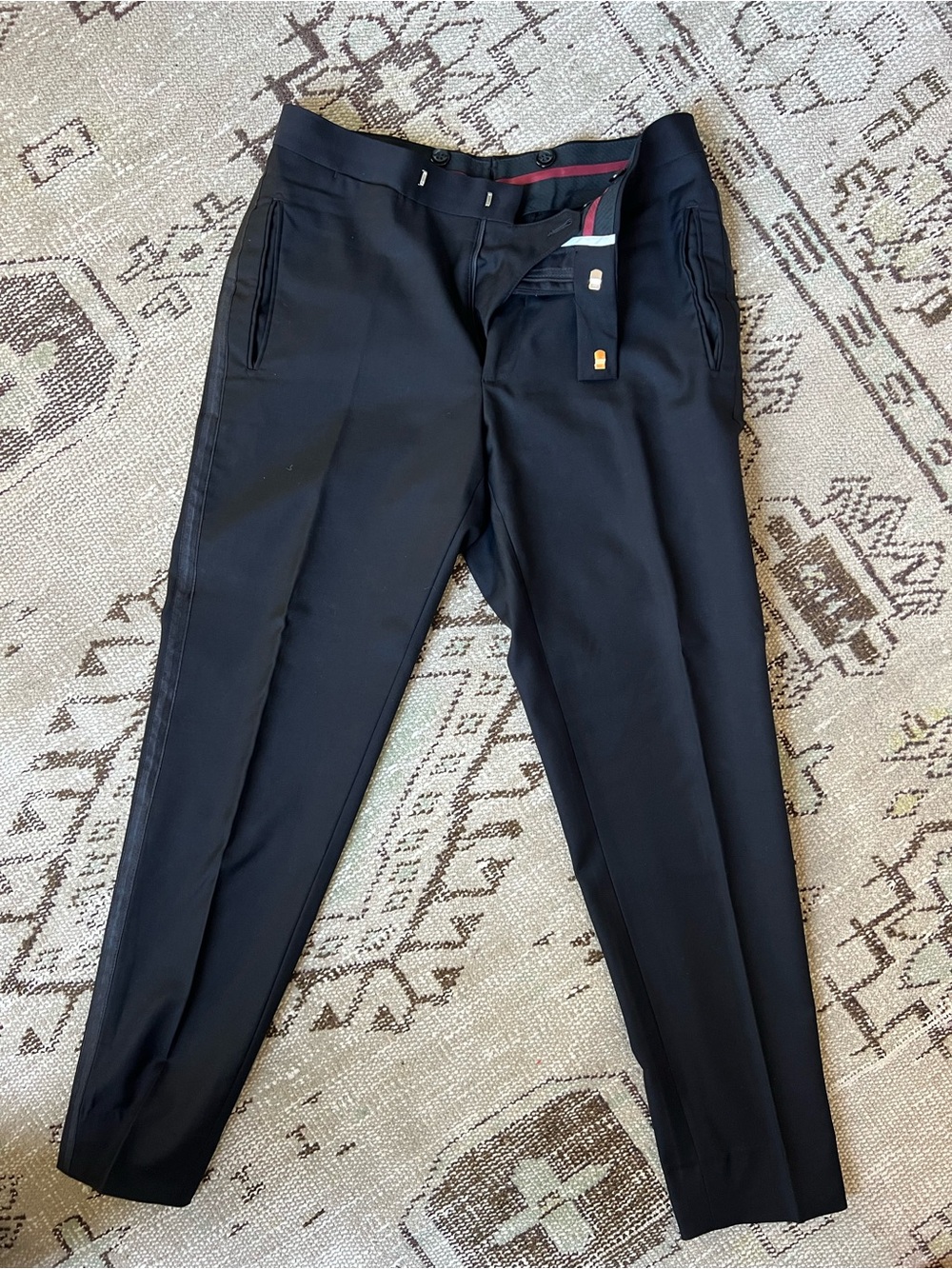 Suit Supply Tuxedo Trousers - Italian Wool Dress Pants in Black - Euro 46